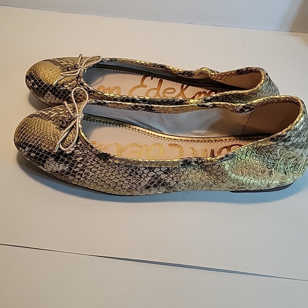 Sam Edelman Metallic Snake Print Flats - Picture 8 of 12